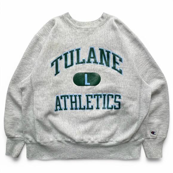 Vintage Tulane Athletics L Champion Reverse Weave Warmup Sweatshirt University - Picture 1 of 14